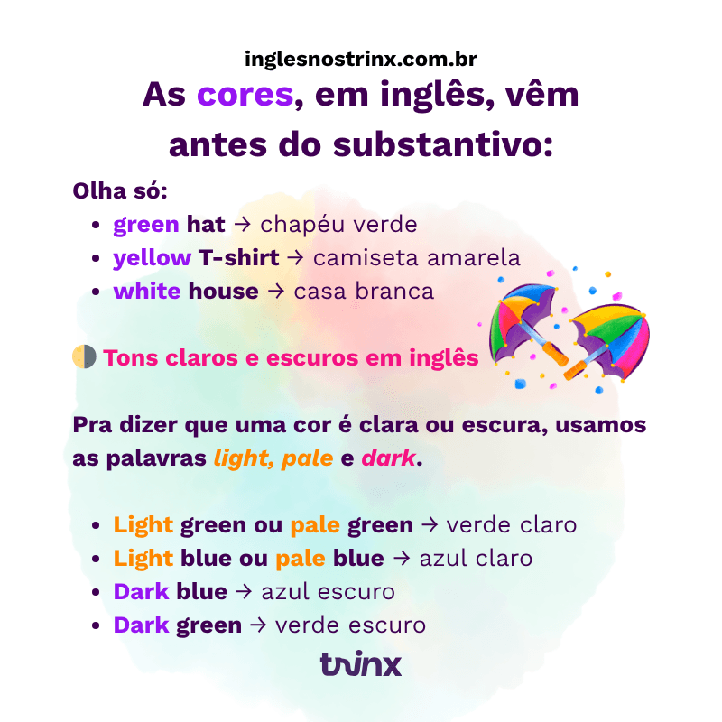 cores-em-ingles-ordem-na-frase ordem das cores em inglês na frase