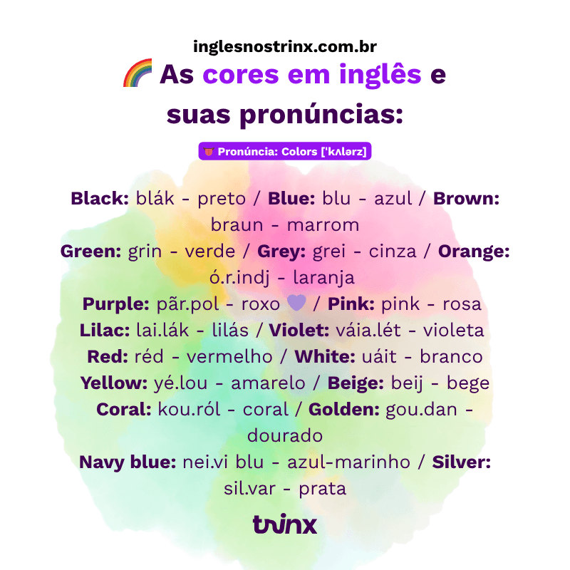 cores-em-ingles-pronuncia-traducao pronúncia das cores em inglês