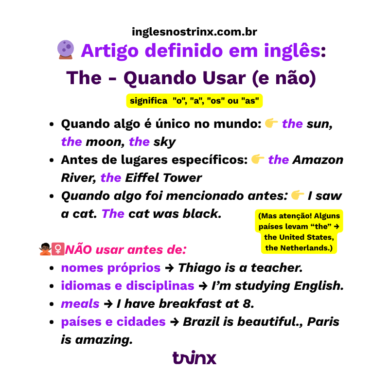 artigo definido em inglês: the