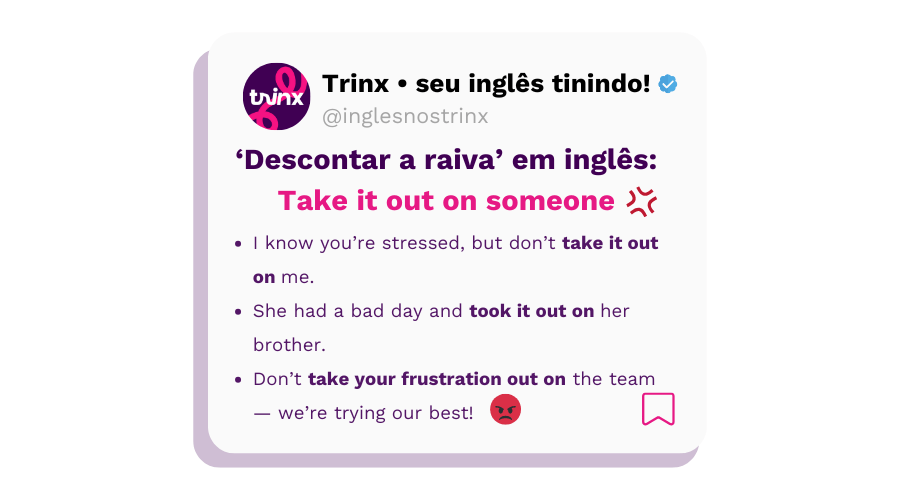 como dizer descontar a raiva em inglês tabela com expressão descontar a raixa em inglês