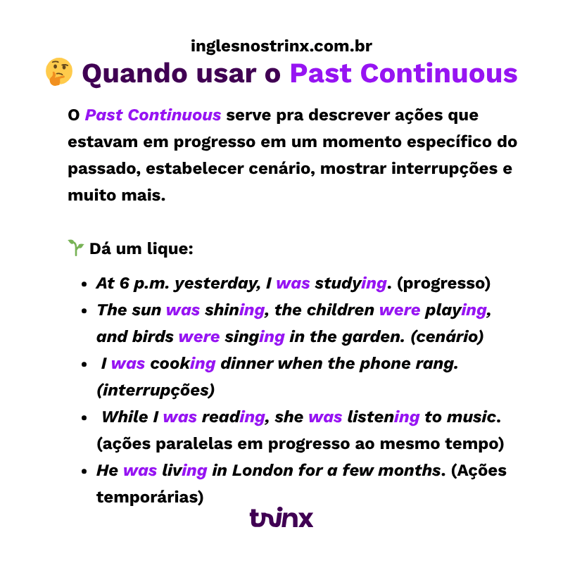 usos do past continuous em inglês